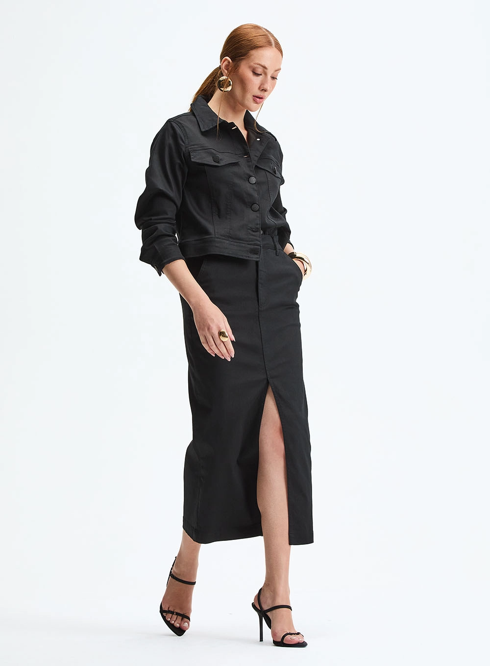 Jaqueta Sarja Ajustada Preto 1