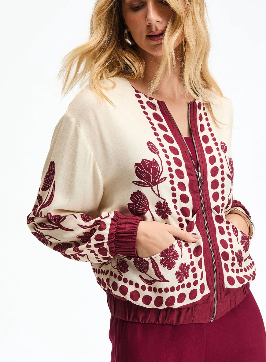 Jaqueta Feminina Comfort Aura Bordô Estampados 3