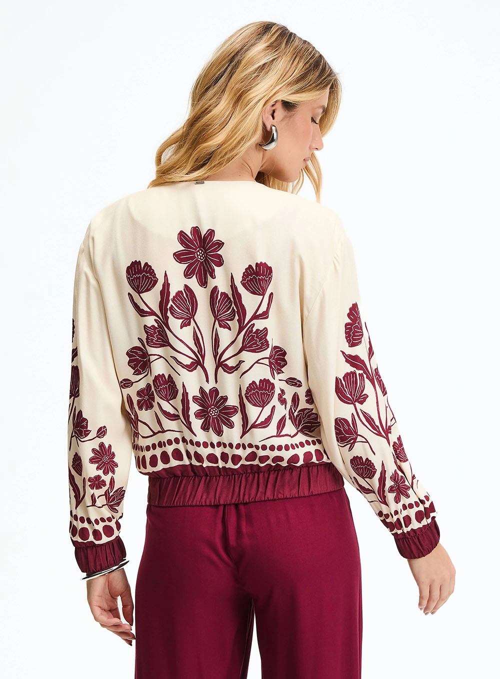 Jaqueta Feminina Comfort Aura Bordô Estampados 4
