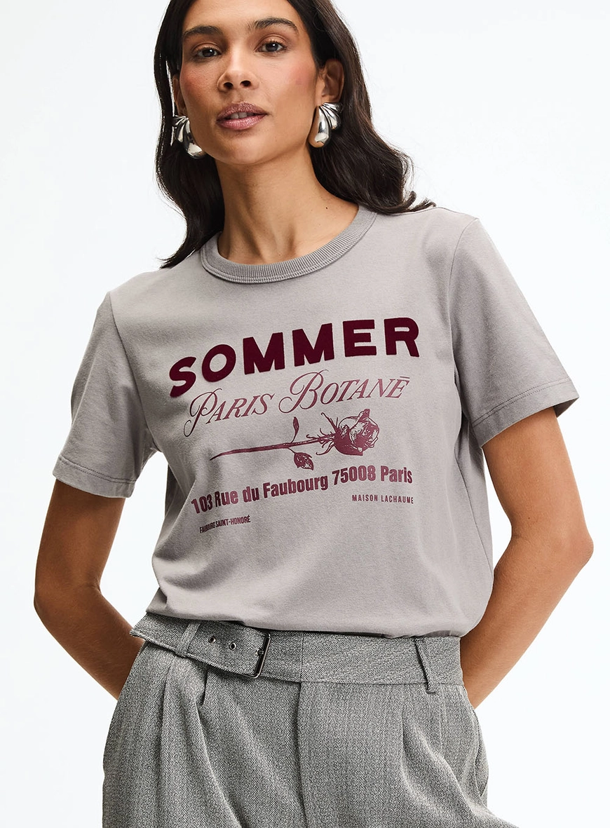 Camiseta Comfort Reta Básica Com Estampa Cinza 3