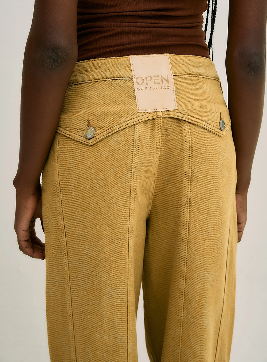 Calça Reta Sarja Amarelo 4