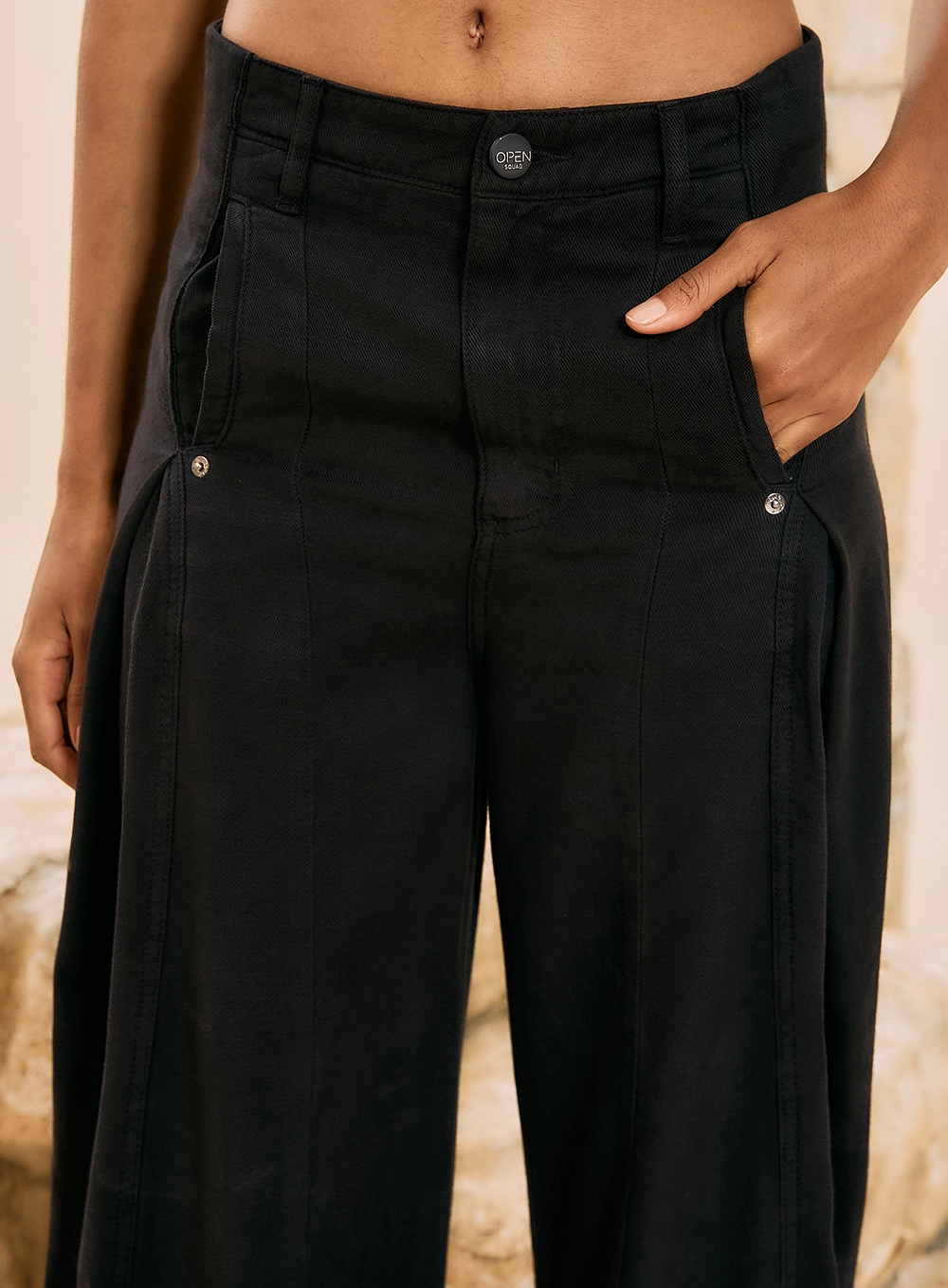 Calça Wide Leg Sarja Preto 4
