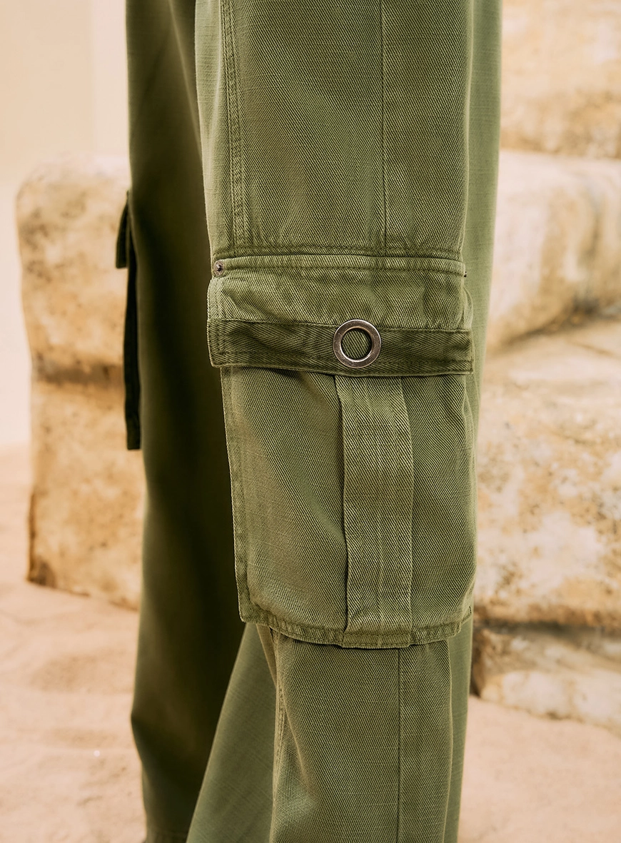 Calça Pantalona Cargo Verde Serrano 3