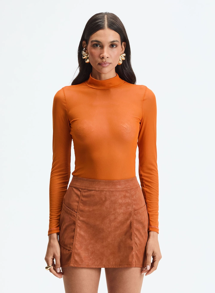Blusa Small Gola Alta E Manga Longa Laranja 2