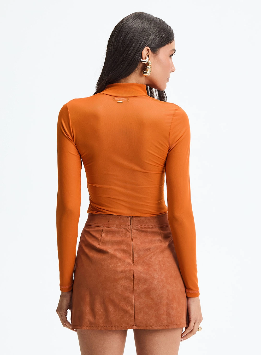 Blusa Small Gola Alta E Manga Longa Laranja 4