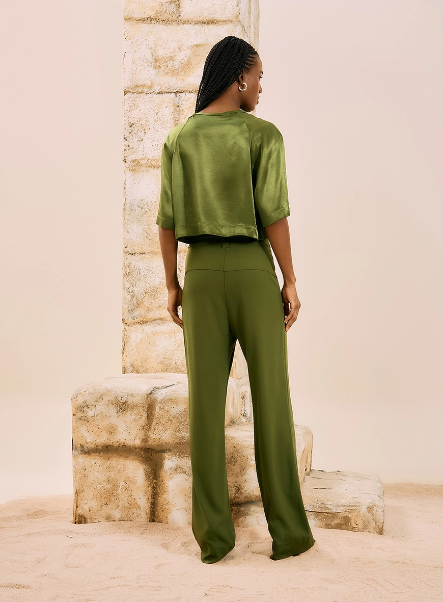 Calça Reta Em Alfaiataria Verde Serrano 2