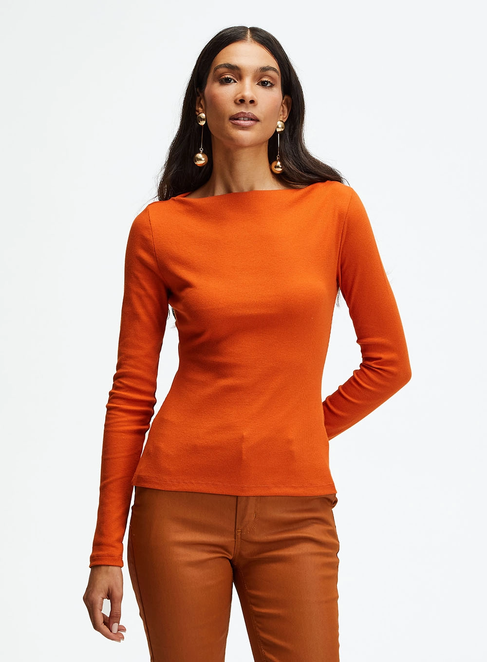 Blusa Canelada Small De Manga Longa Laranja 2