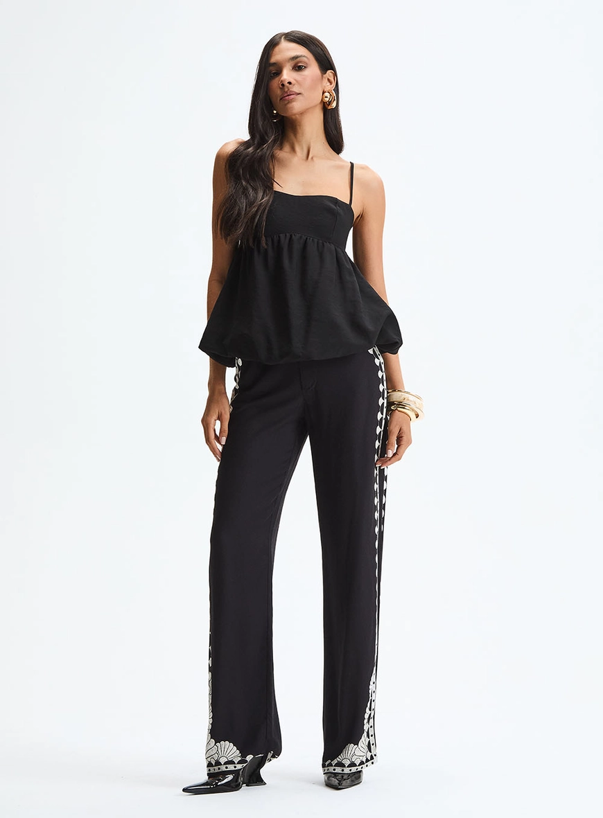 Blusa Balonê Com Alças Finas Preto 4