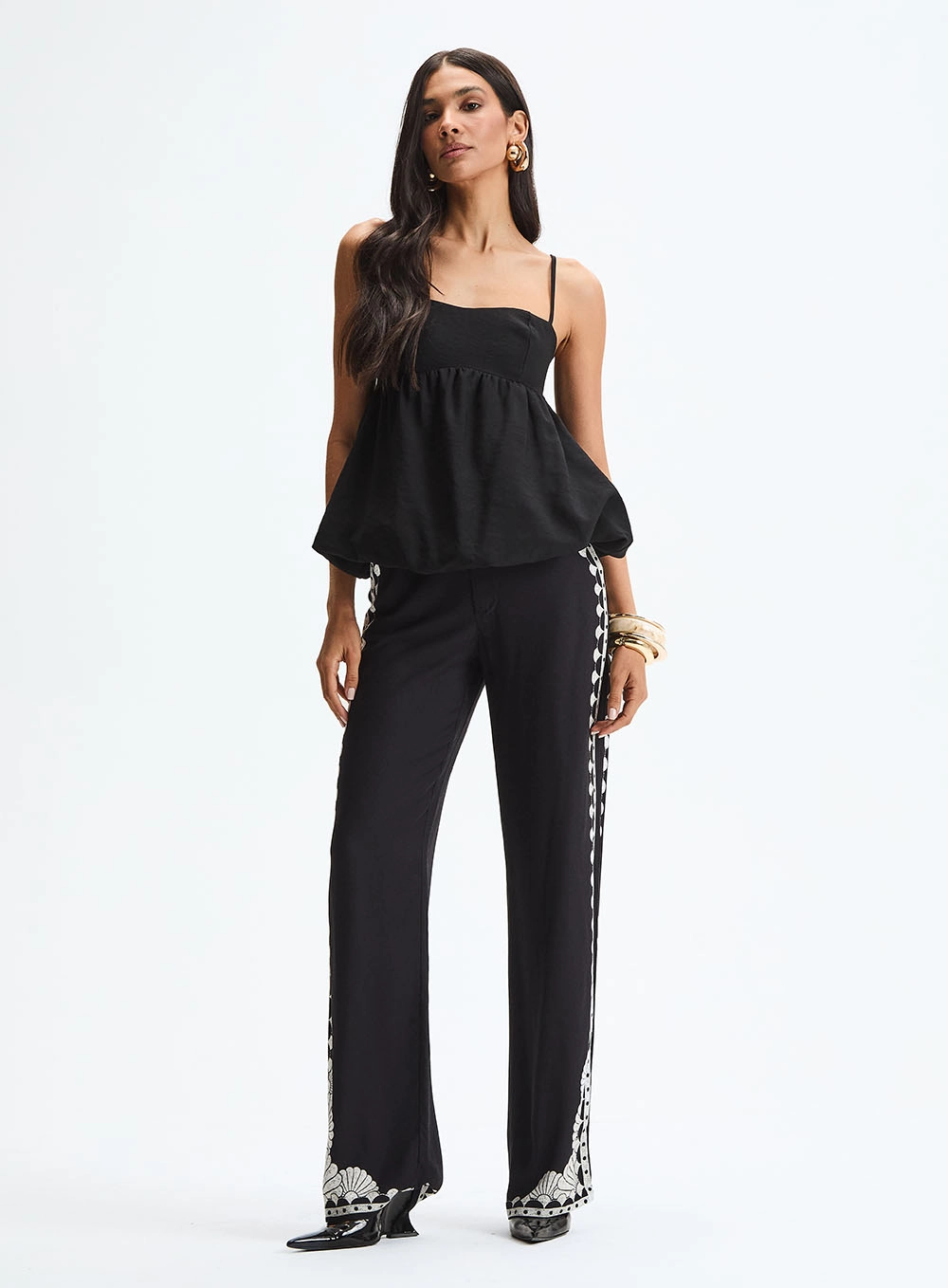 Blusa Balonê Com Alças Finas Preto 4