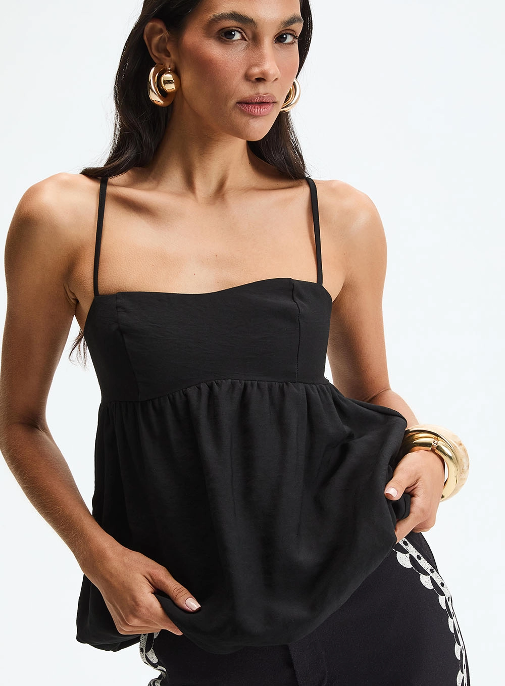 Blusa Balonê Com Alças Finas Preto 2