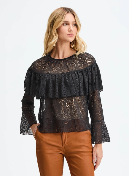 Blusa Renda Manga Longa