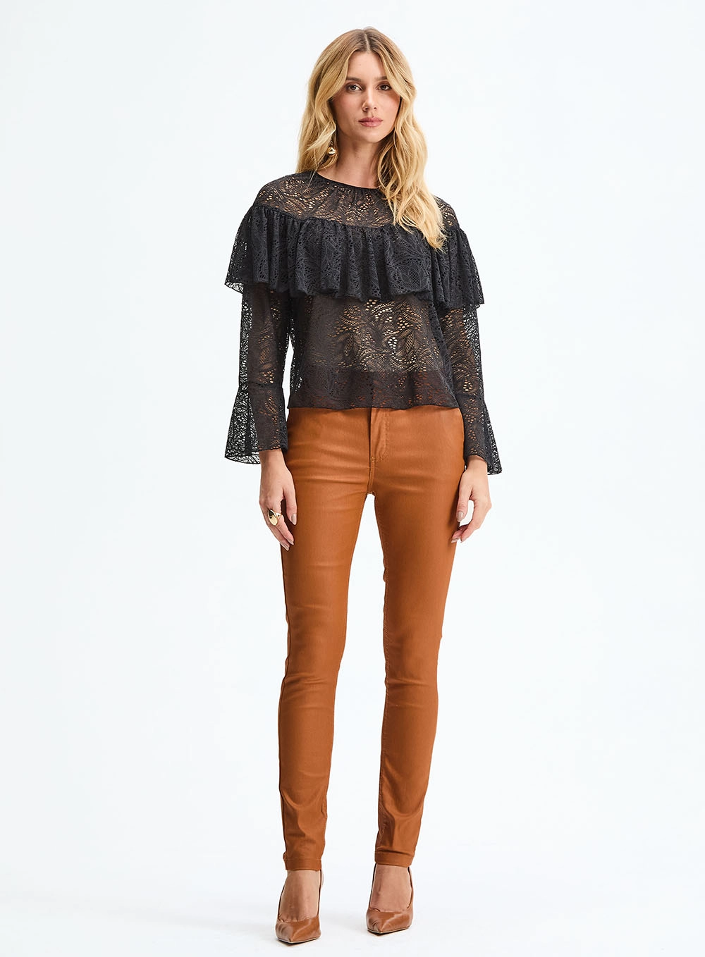 Blusa Renda Manga Longa Preto 1