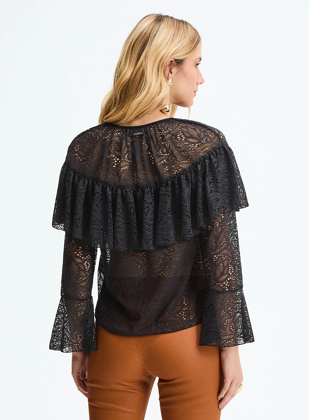 Blusa Renda Manga Longa Preto 4