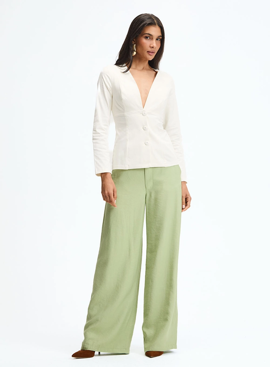 Blusa Alfaiataria Decote V Manga Longa Off Shell 4