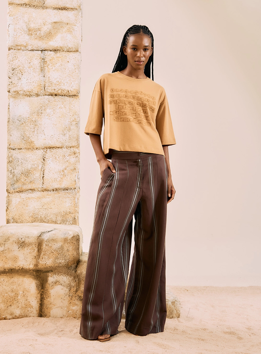 Calça Pantalona Alfaiataria Listrada Estampados 1