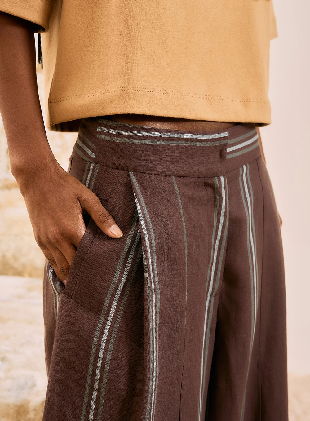 Calça Pantalona Alfaiataria Listrada Estampados 2