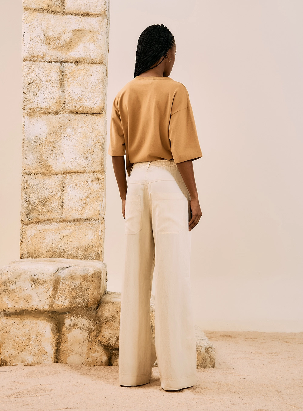 Calça Wide Leg Utilitária Bege 3