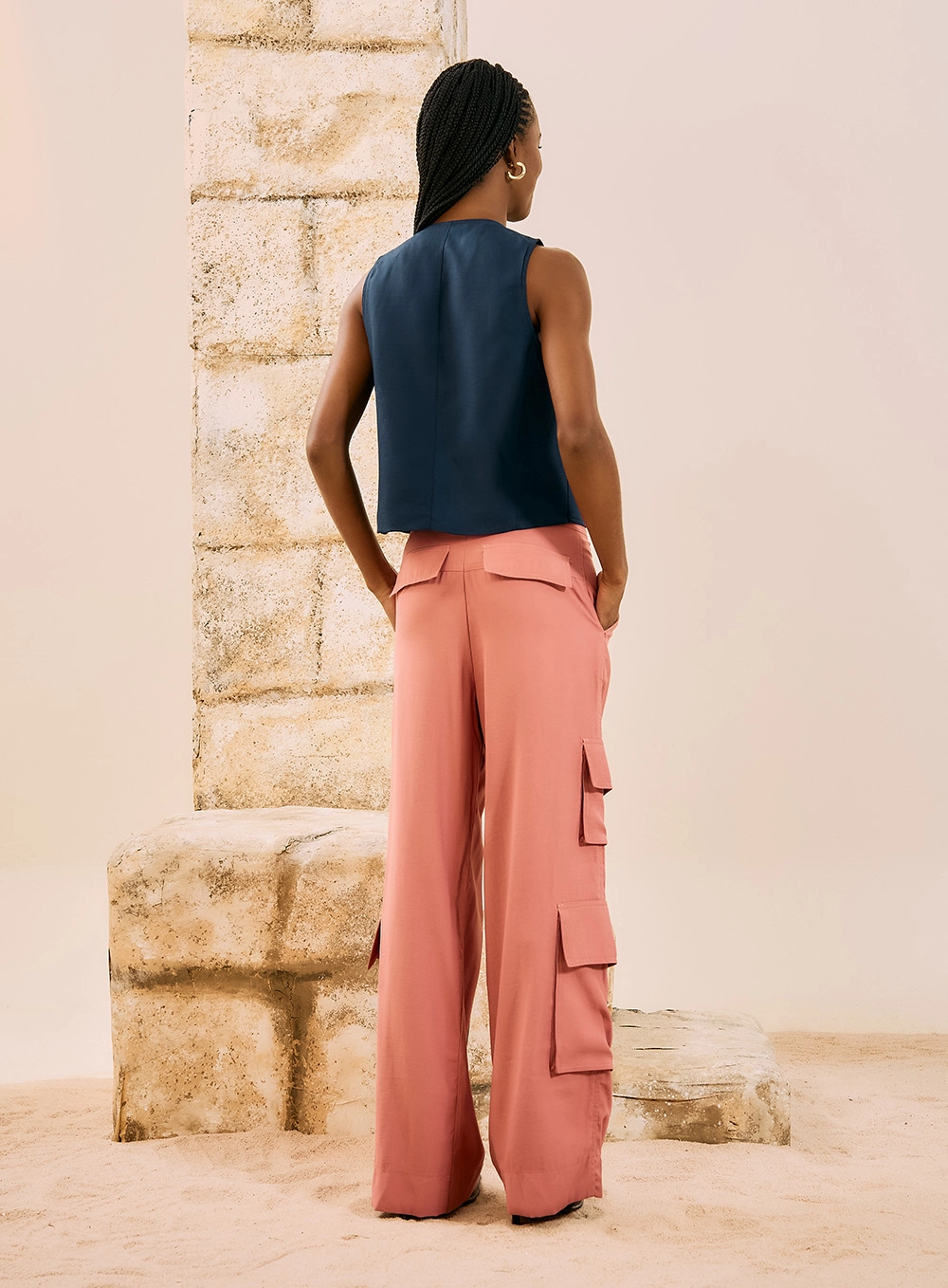 Calça Alfaiataria Cargo Rosa 2