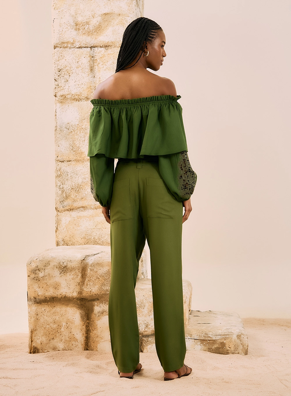 Calça Reta Alfaiataria Verde Serrano 3