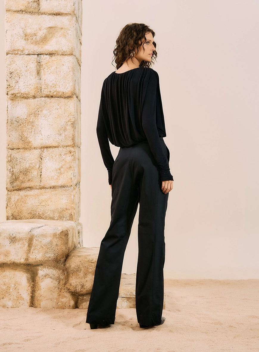 Calça Reta Com Cinto Preto 3