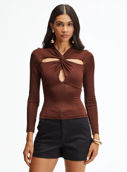 Blusa Slim Manga Longa Detalhe Frontal