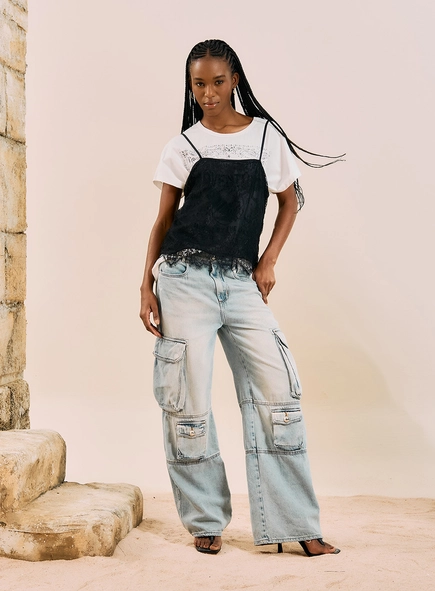 Calça Jeans Cargo