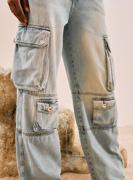 Calça Jeans Cargo