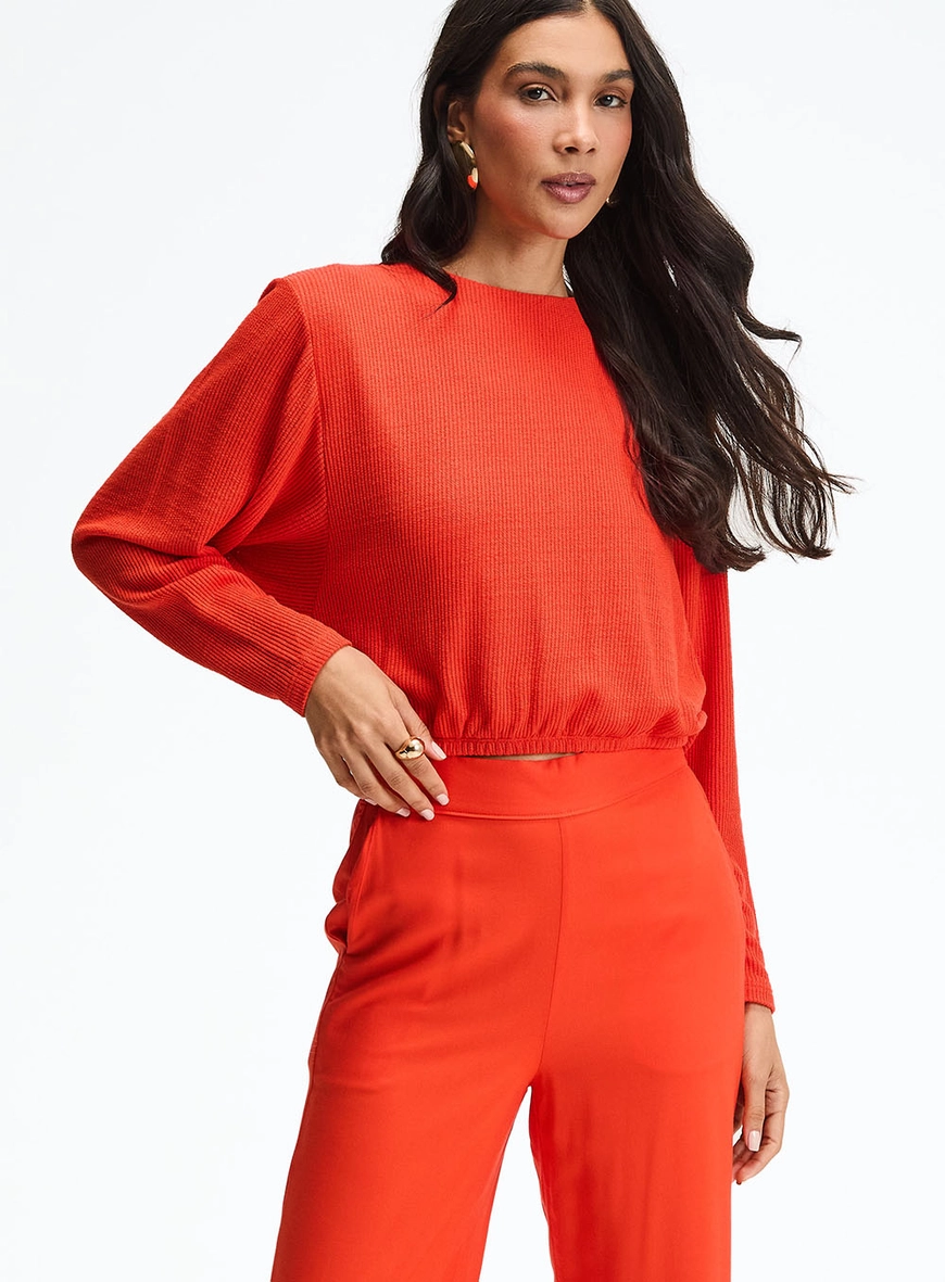 Blusa Oversized De Manga Longa Com Detalhe Costas Laranja 5