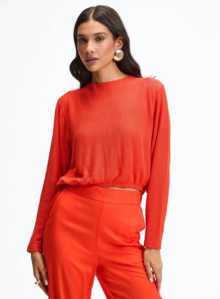 Blusa Oversized De Manga Longa Com Detalhe Costas