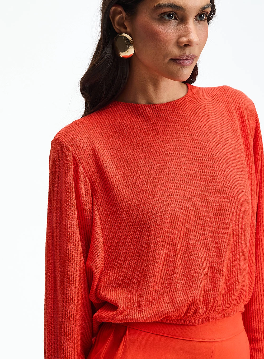 Blusa Oversized De Manga Longa Com Detalhe Costas Laranja 3