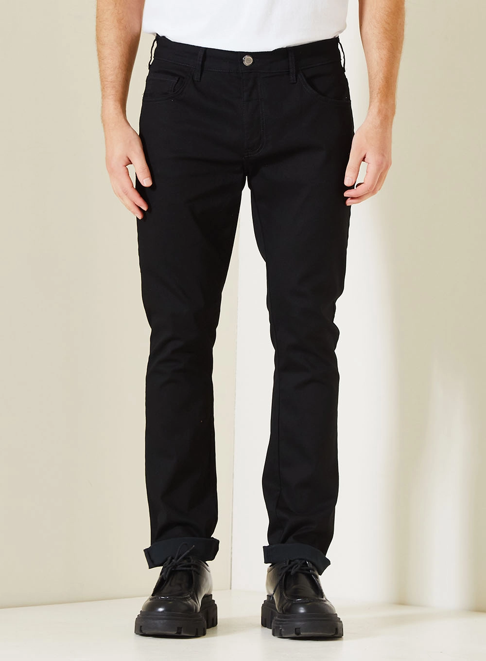 Calça Jeans Masculina Gilson Com Cintura Média Indigo Preto 2