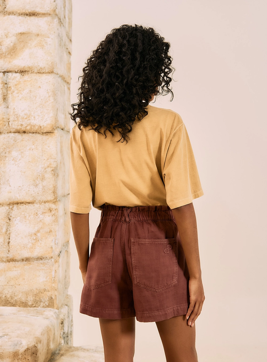 Short Jeans Evasê Marrom 3