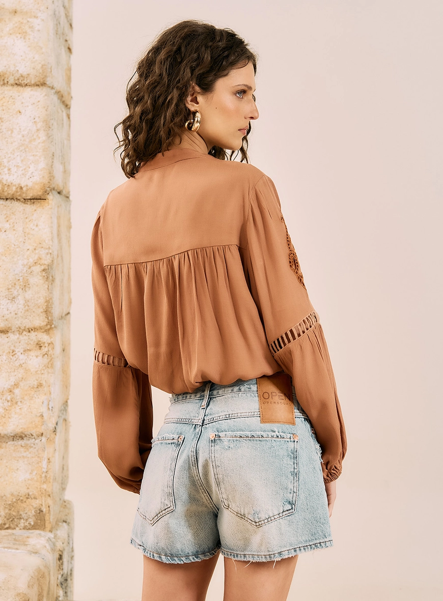 Short Jeans Curto Evasê Índigo 3