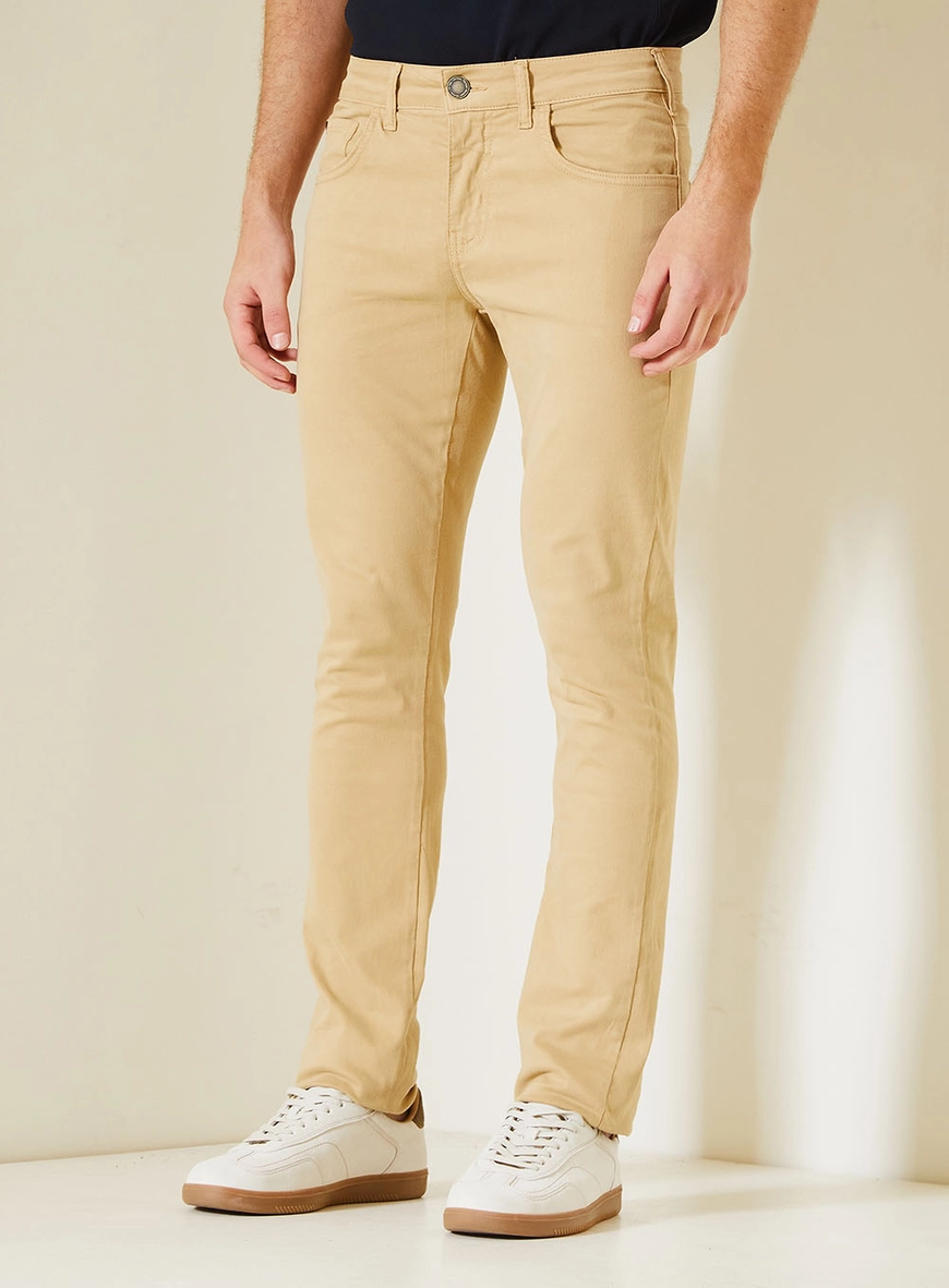 Calça Gilson Masculina Com Bolsos Tradicionais Bege 2