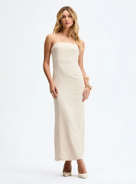 Vestido Longo Slim Tomara Que Caia Com Fenda