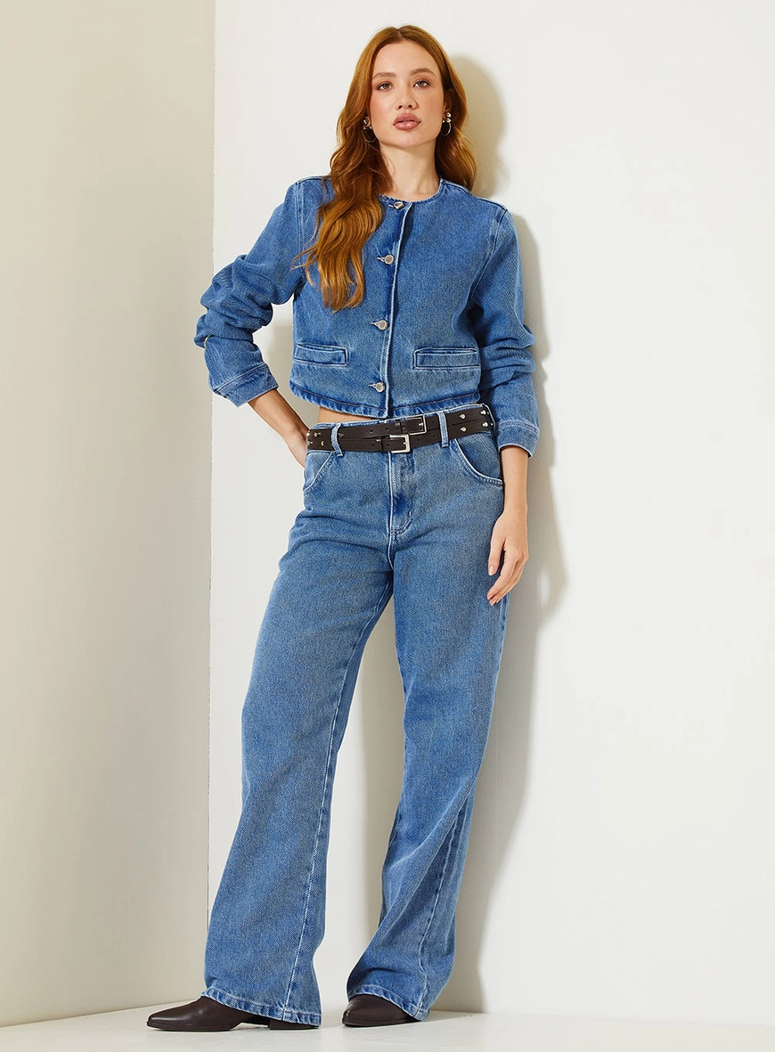 Calça Jeans Feminina New Loren - Sem Cinto Índigo 1