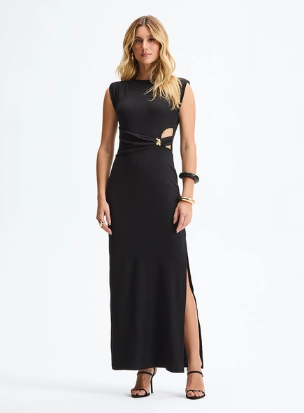 Vestido Longo Comfort Com Fenda Lateral