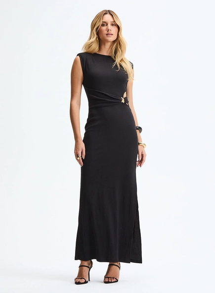 Vestido Longo Comfort Com Fenda Lateral