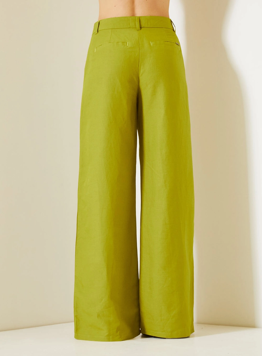 Calça Feminina Pantalona Com Bolsos Faca Verde 4