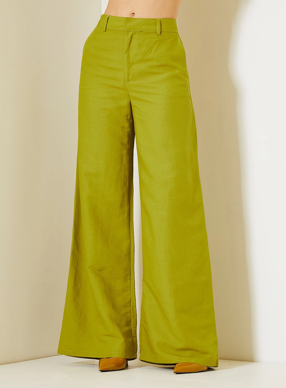 Calça Feminina Pantalona Com Bolsos Faca Verde 2