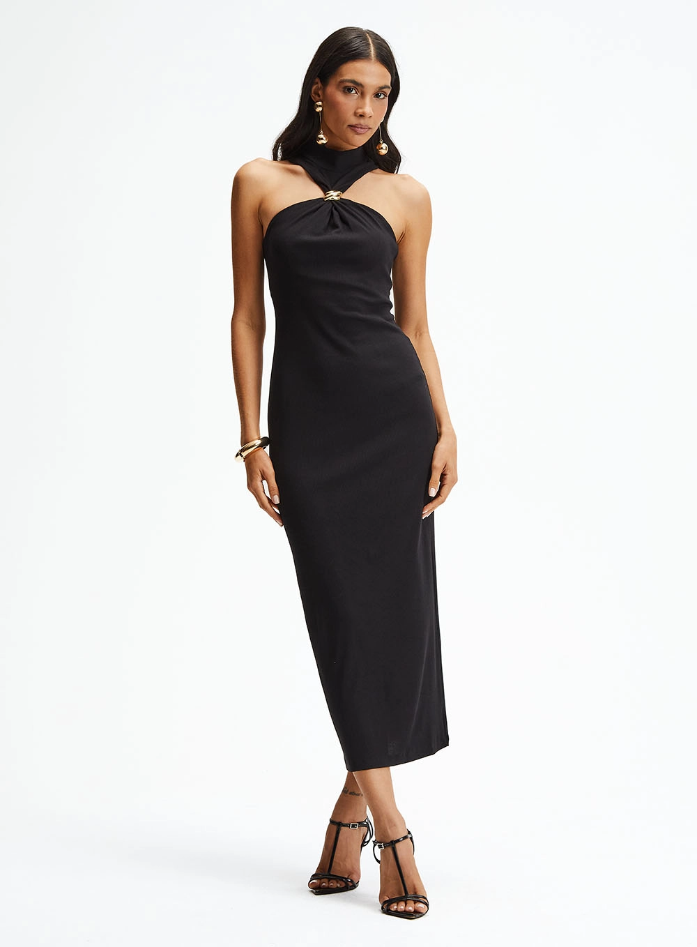 Vestido Slim Longo com Decote Halter Vestido Slim Longo Com Decote