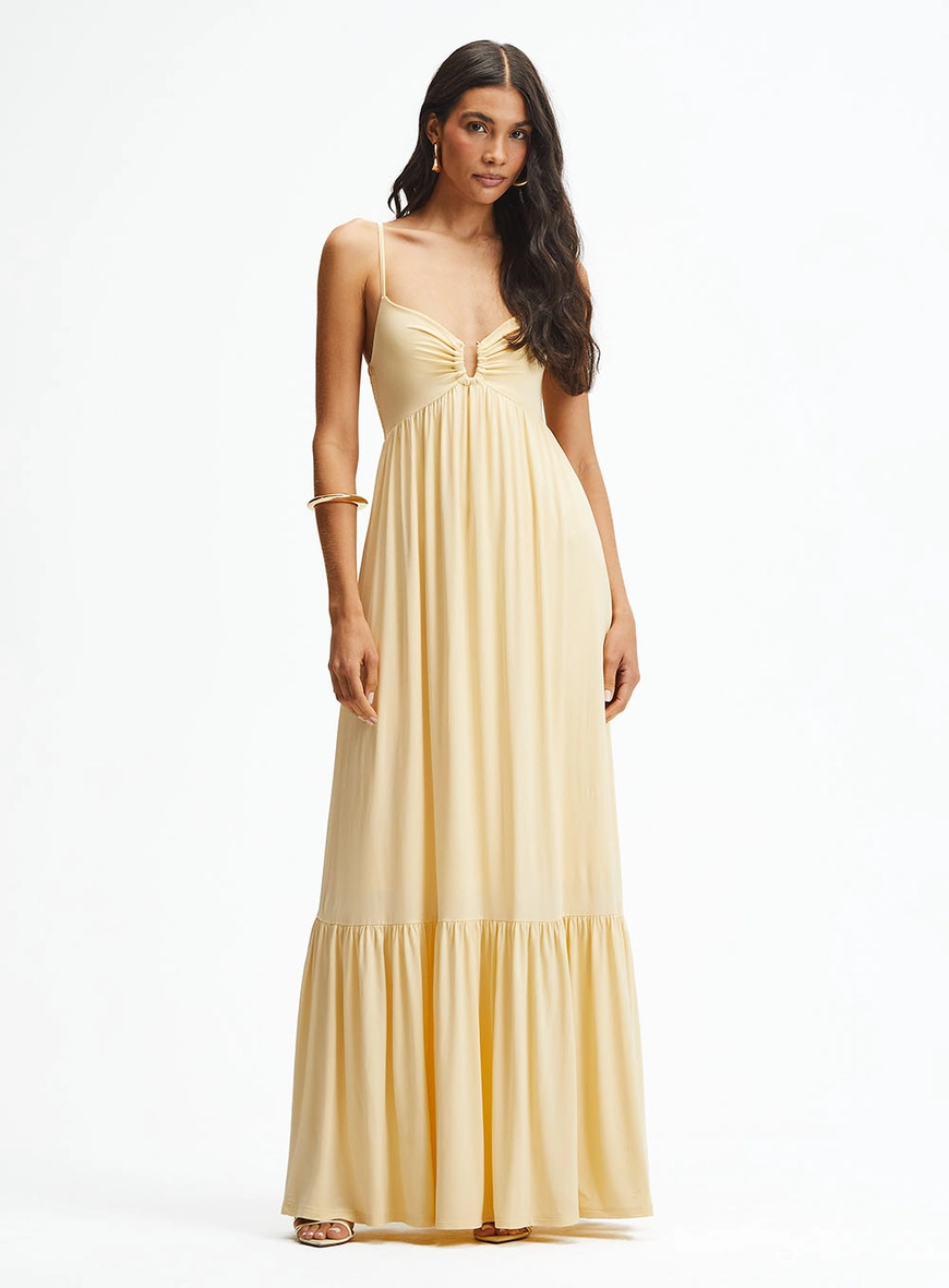 Vestido Longo Godê Bege 2