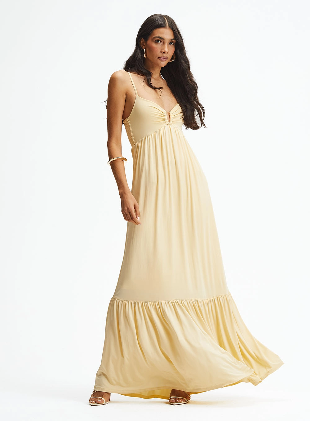 Vestido Longo Godê Bege 1