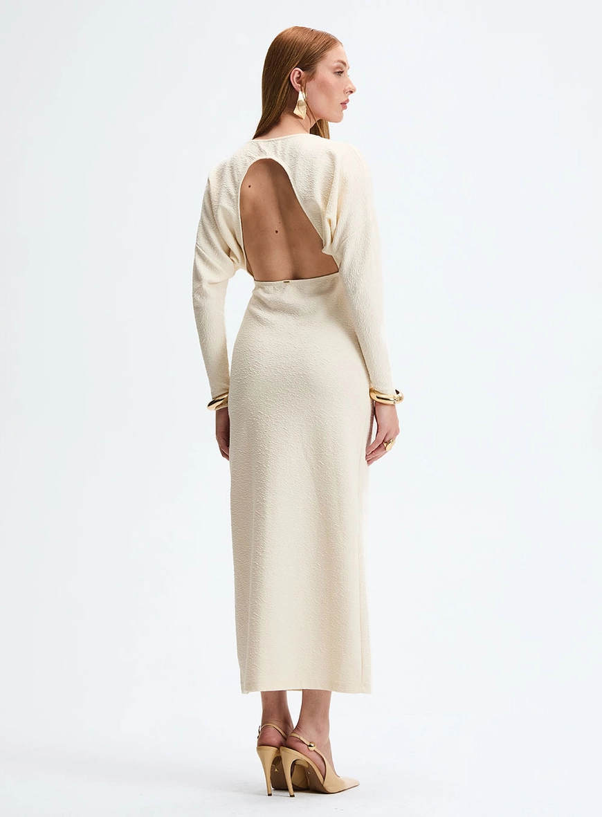 Vestido Midi Slim Abertura Costas Off Shell 4