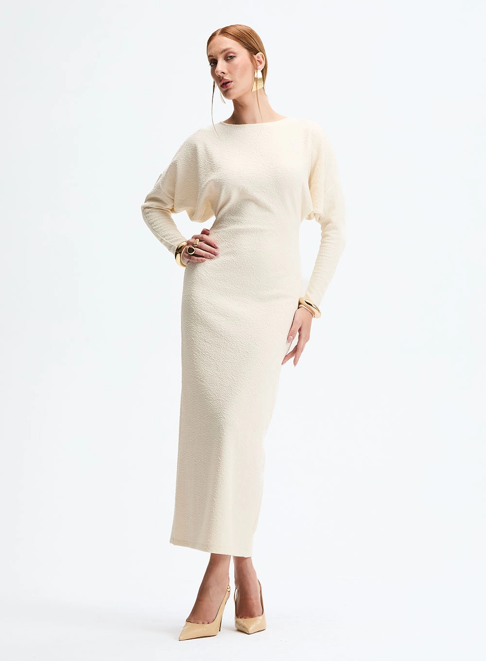 Vestido Midi Slim Abertura Costas Off Shell 1