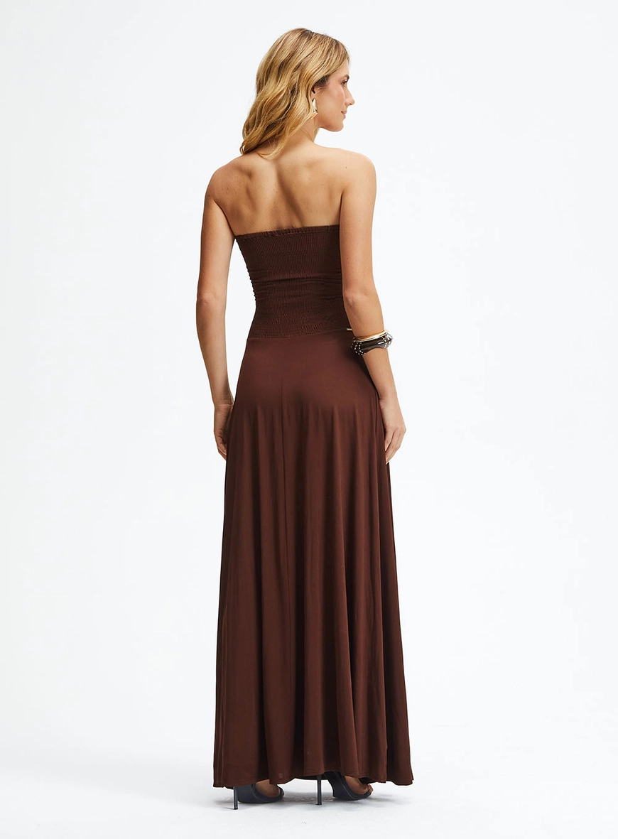 Vestido Longo Godê Tomara Que Caia Marrom 4