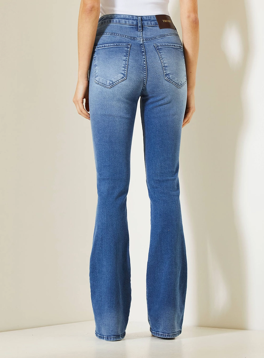 Calça Jeans Feminina Camila Com Cintura Alta Índigo 4