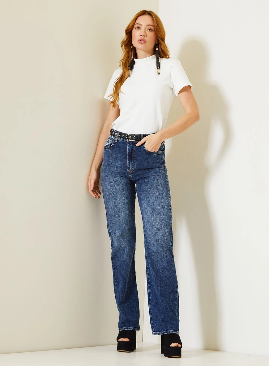 Calça Jeans Laura Feminina Com Cintura Alta Índigo 1