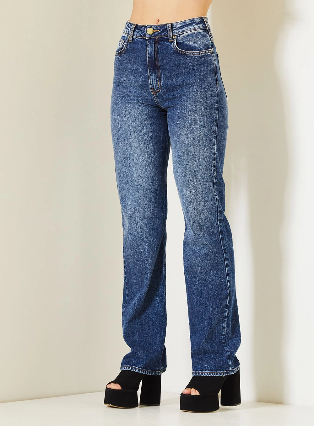 Calça Jeans Laura Feminina Com Cintura Alta Índigo 2