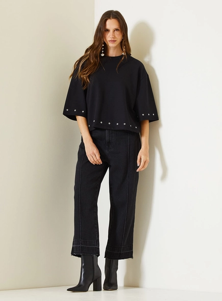 Calça Jeans Feminina Carol Com Barra Desfiada